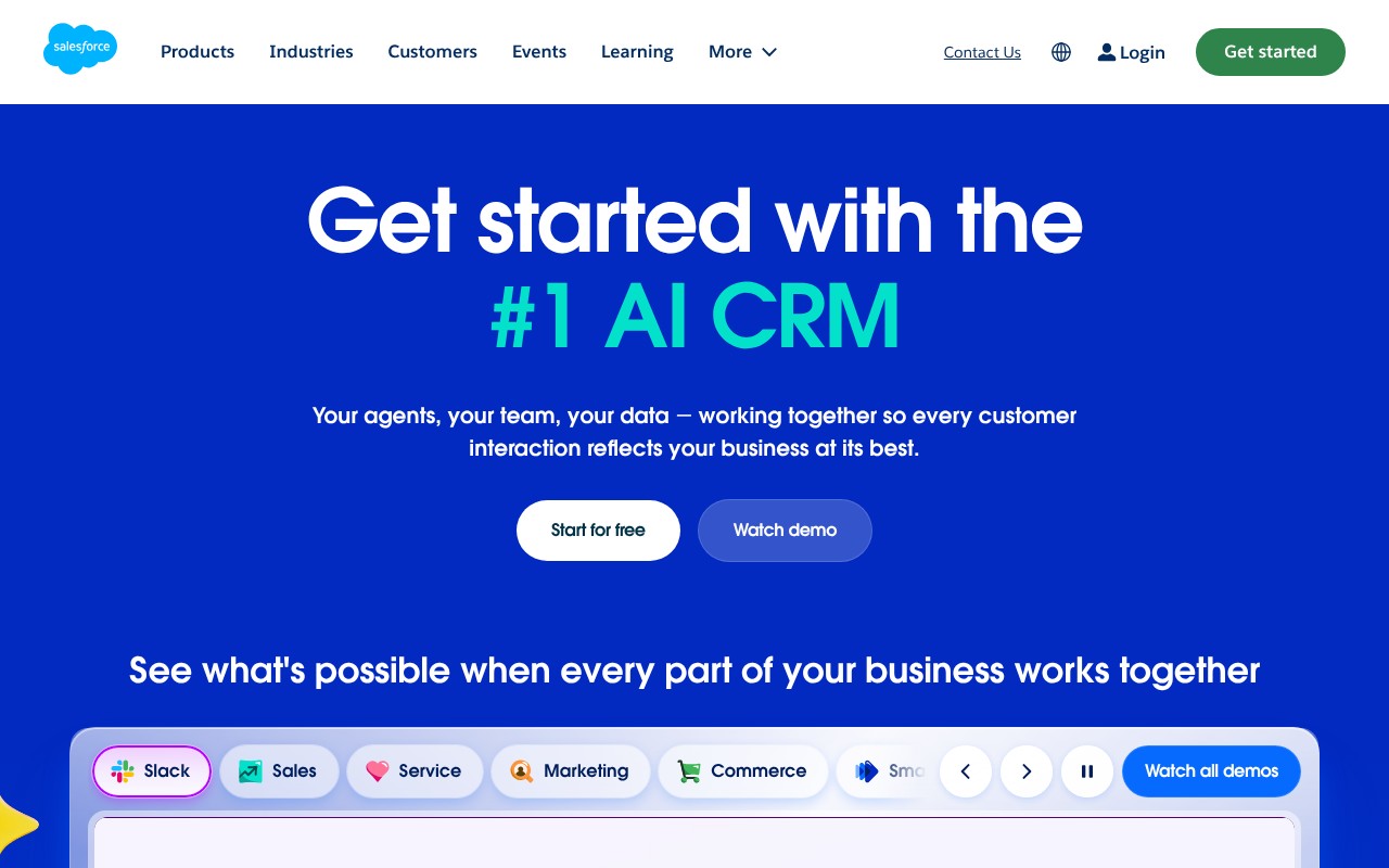 Agentforce Sales (formerly Salesforce Sales Cloud) homepage screenshot