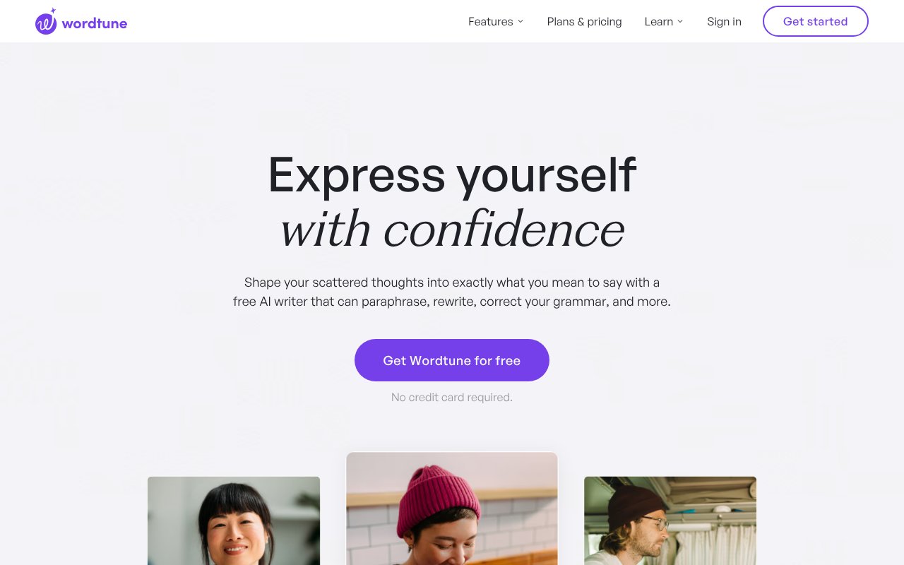 Wordtune homepage screenshot