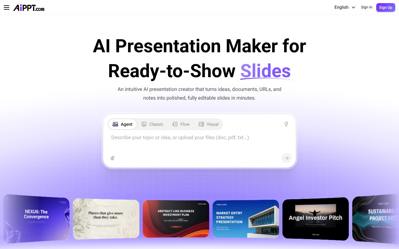 AiPPT.com homepage screenshot