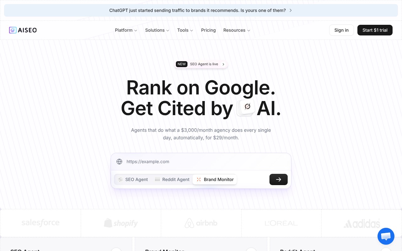 aiseo.ai homepage screenshot