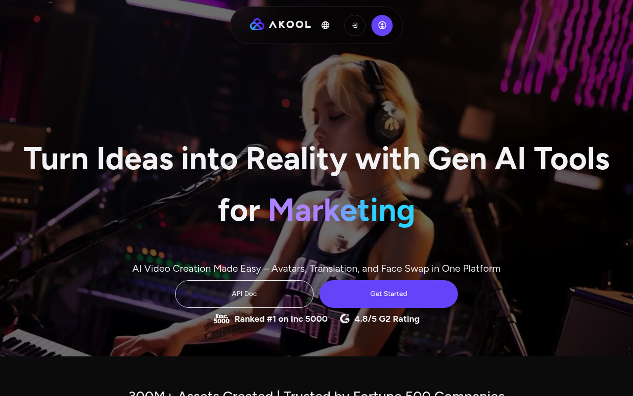AKOOL homepage screenshot