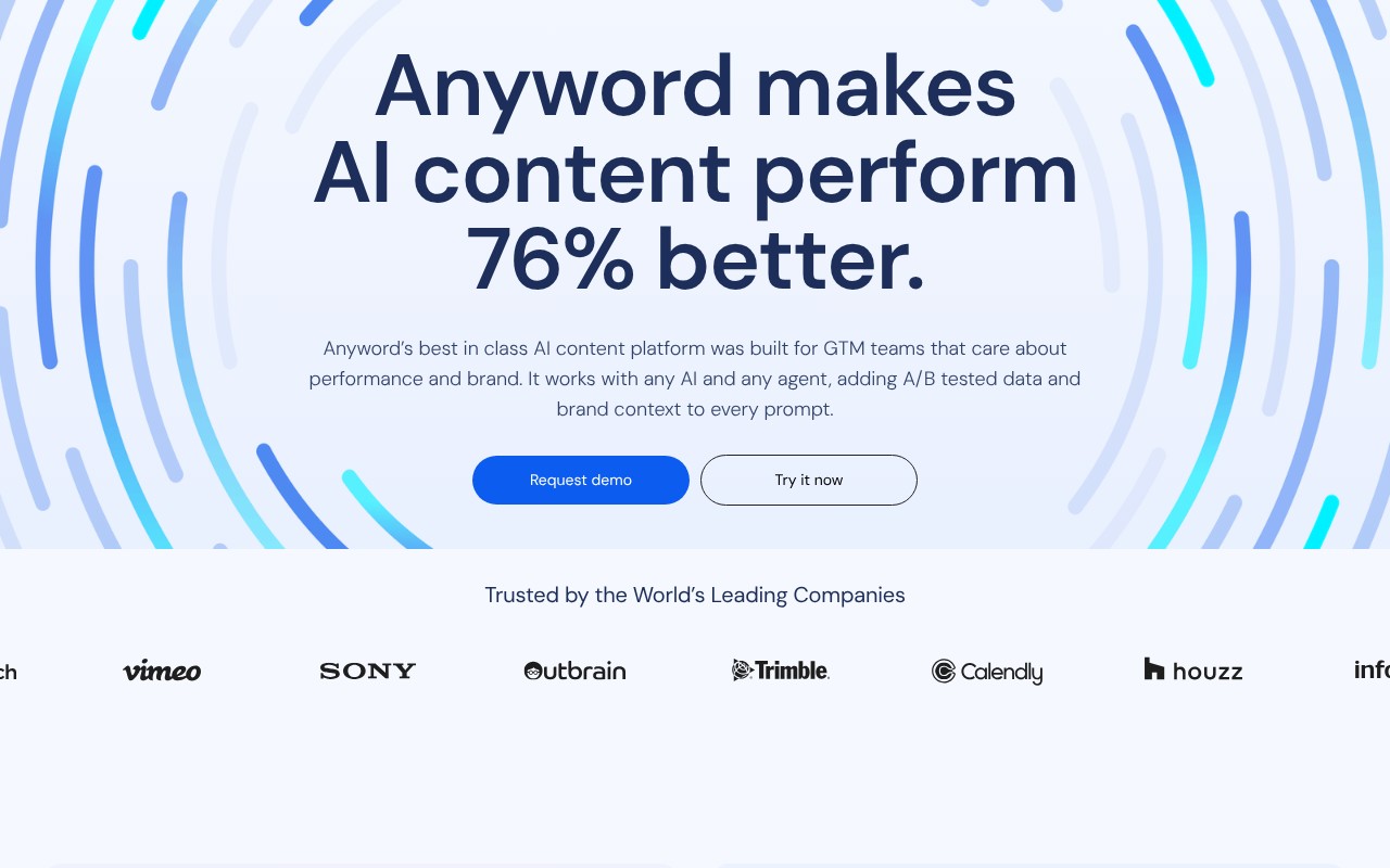 Anyword homepage screenshot