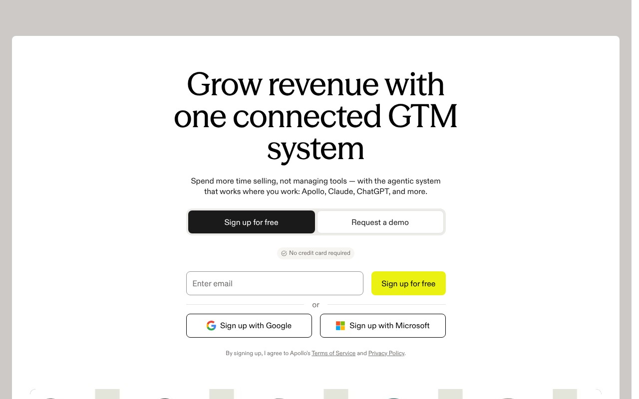 Apollo.io homepage screenshot