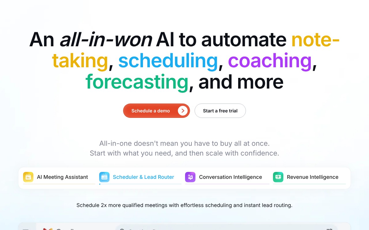 Avoma homepage screenshot