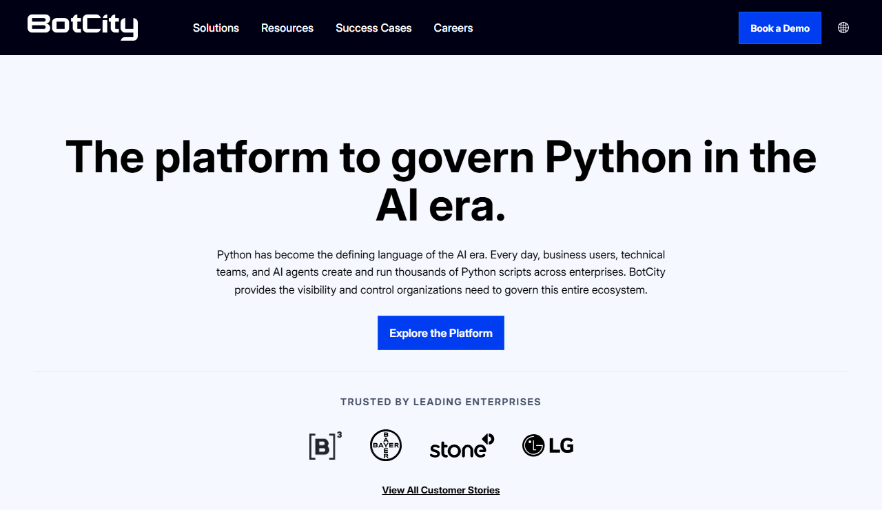 BotCity homepage screenshot