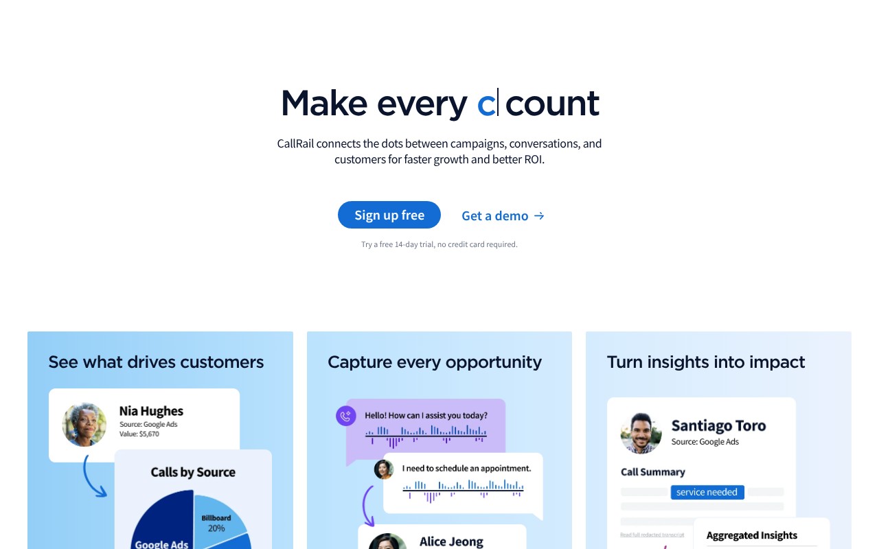 CallRail homepage screenshot