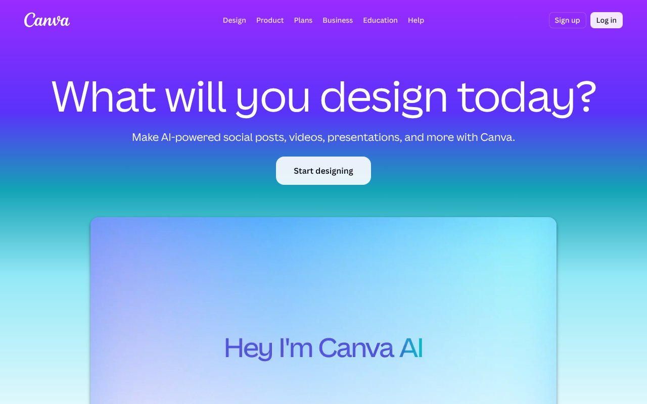 Canva homepage screenshot