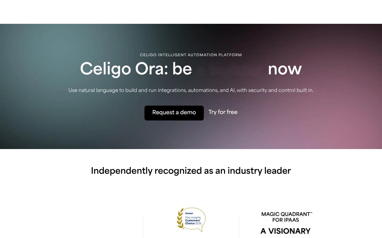 Celigo homepage screenshot