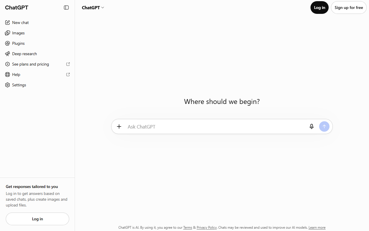 ChatGPT homepage screenshot