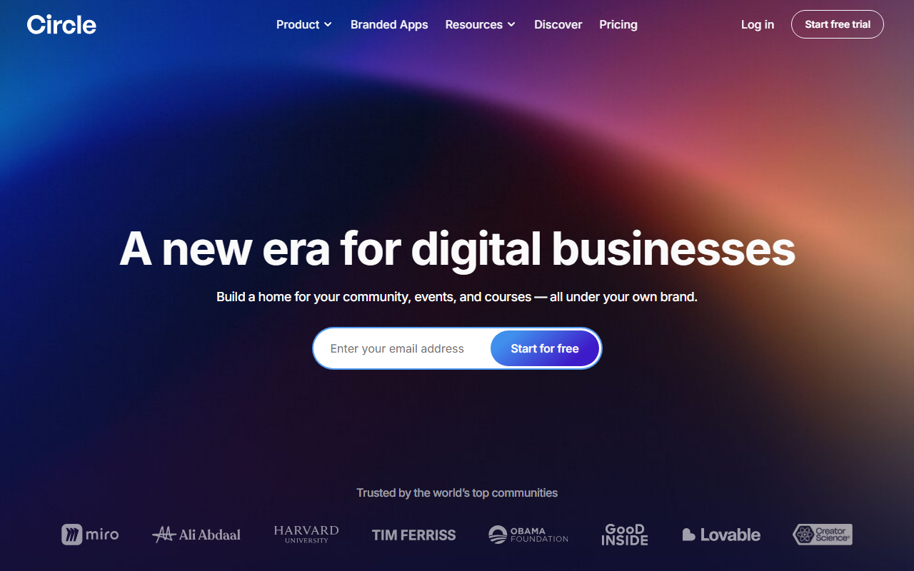 Circle homepage screenshot