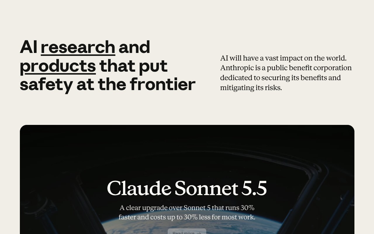 Claude homepage screenshot