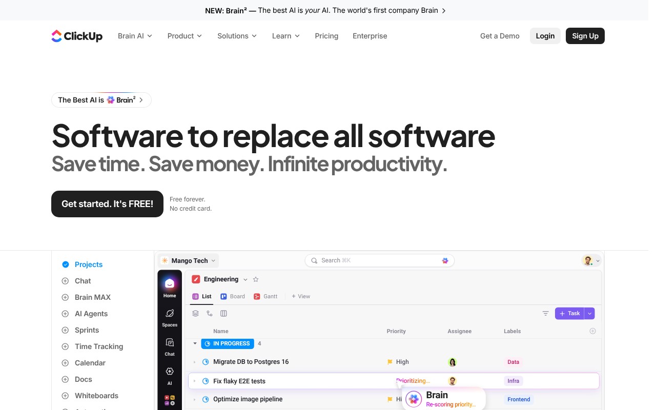 ClickUp homepage screenshot
