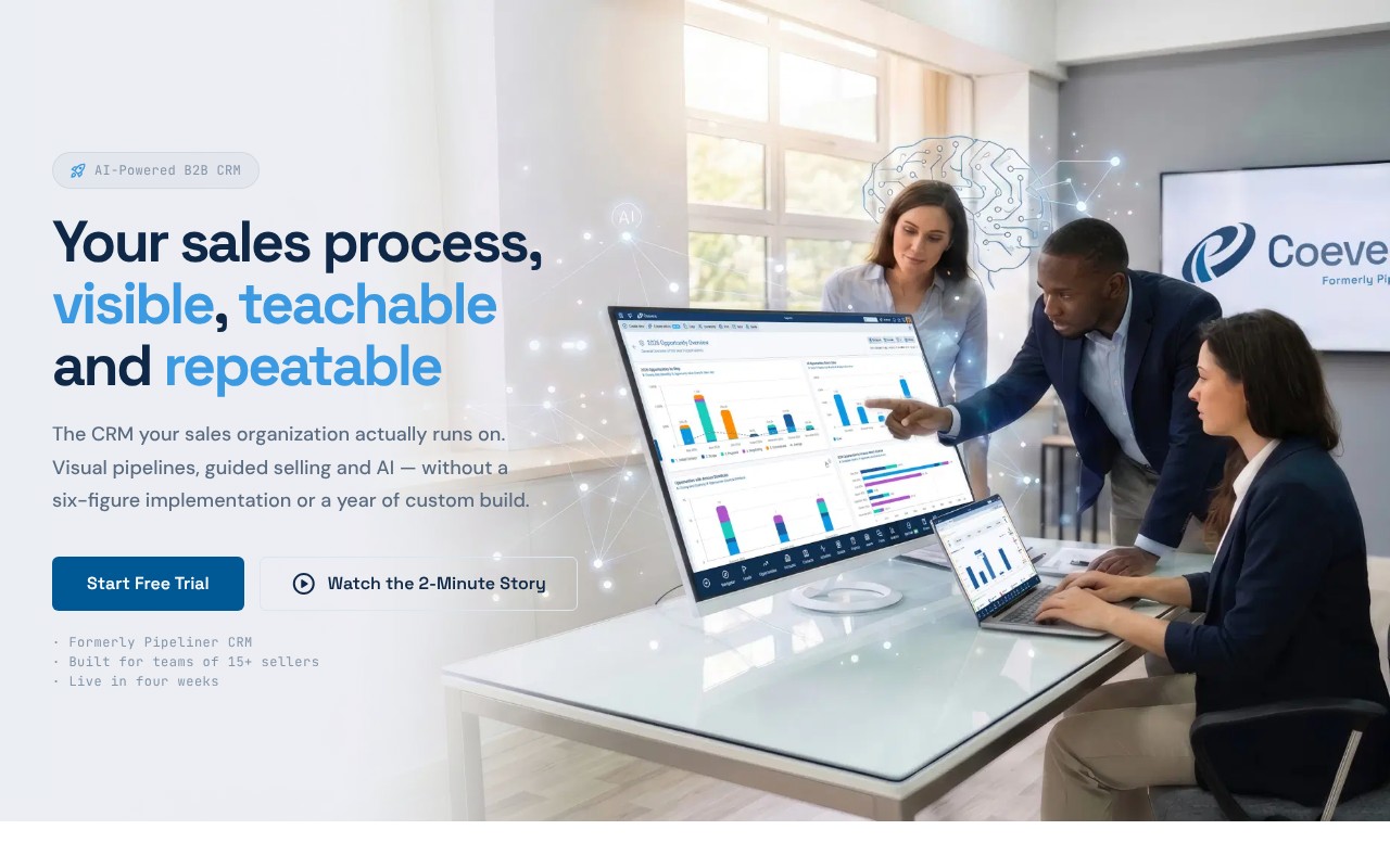 Coevera homepage screenshot