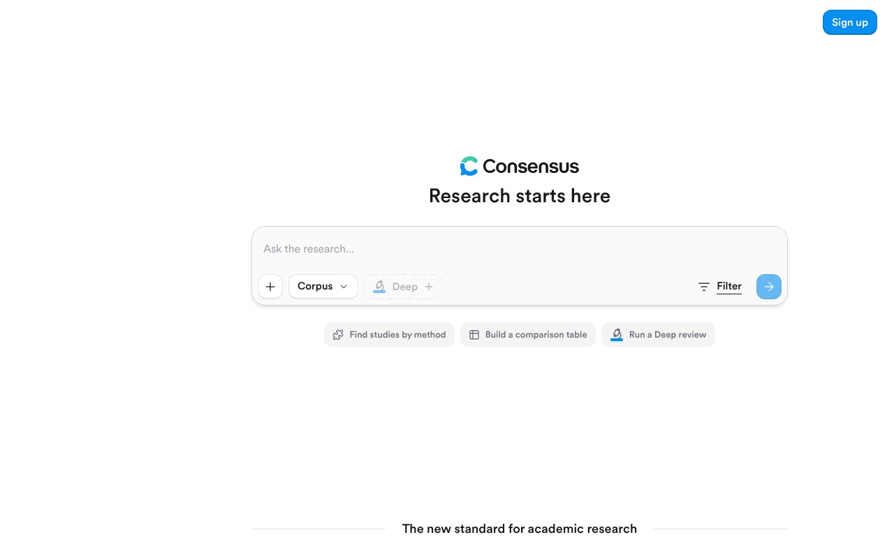 Consensus homepage screenshot