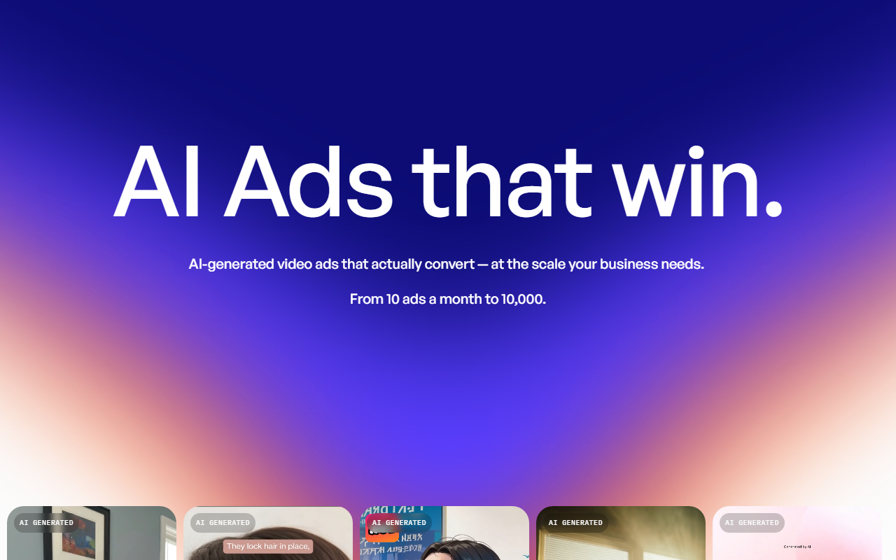 Creatify AI homepage screenshot