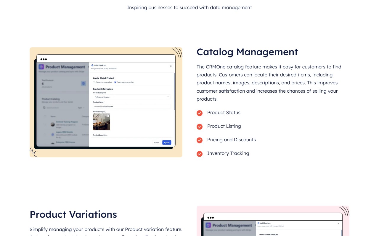 CRMOne features screenshot