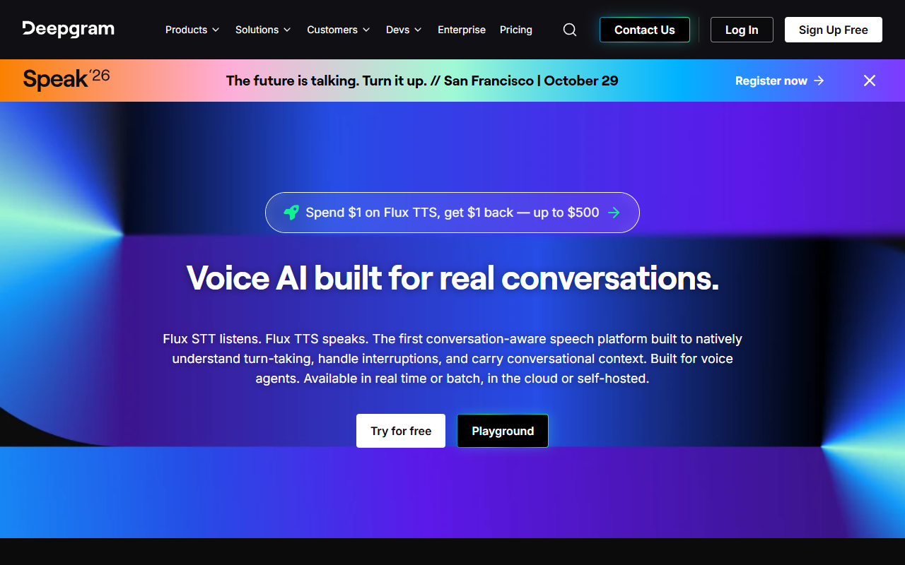 Deepgram homepage screenshot