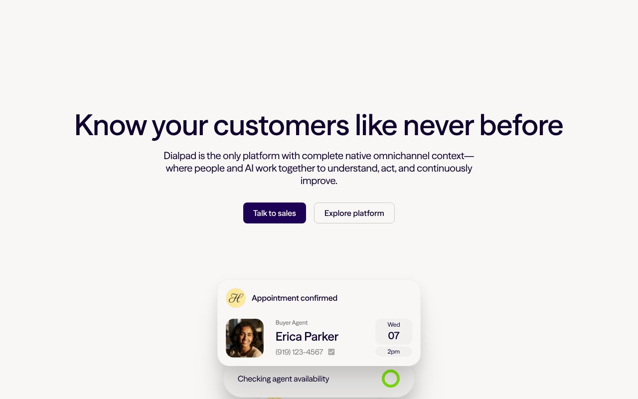 Dialpad Connect homepage screenshot