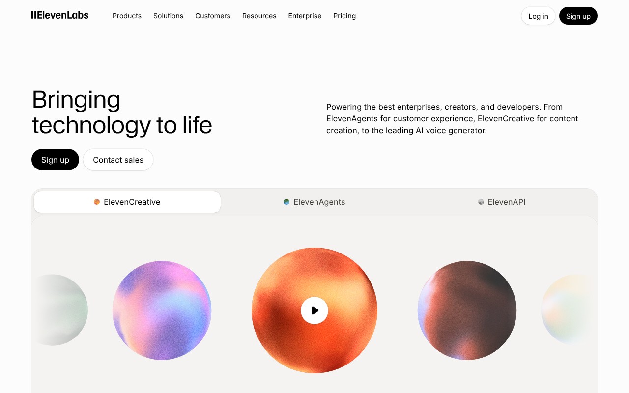 ElevenLabs homepage screenshot