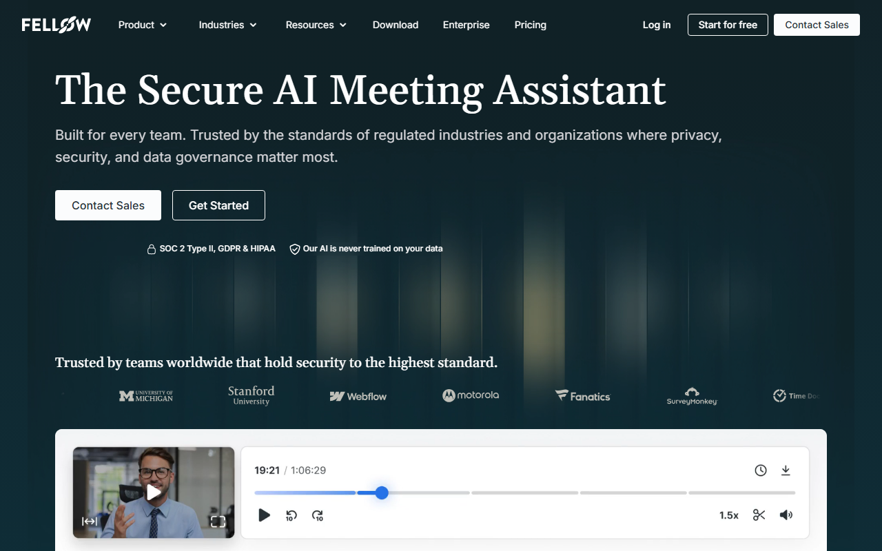 Fellow homepage screenshot