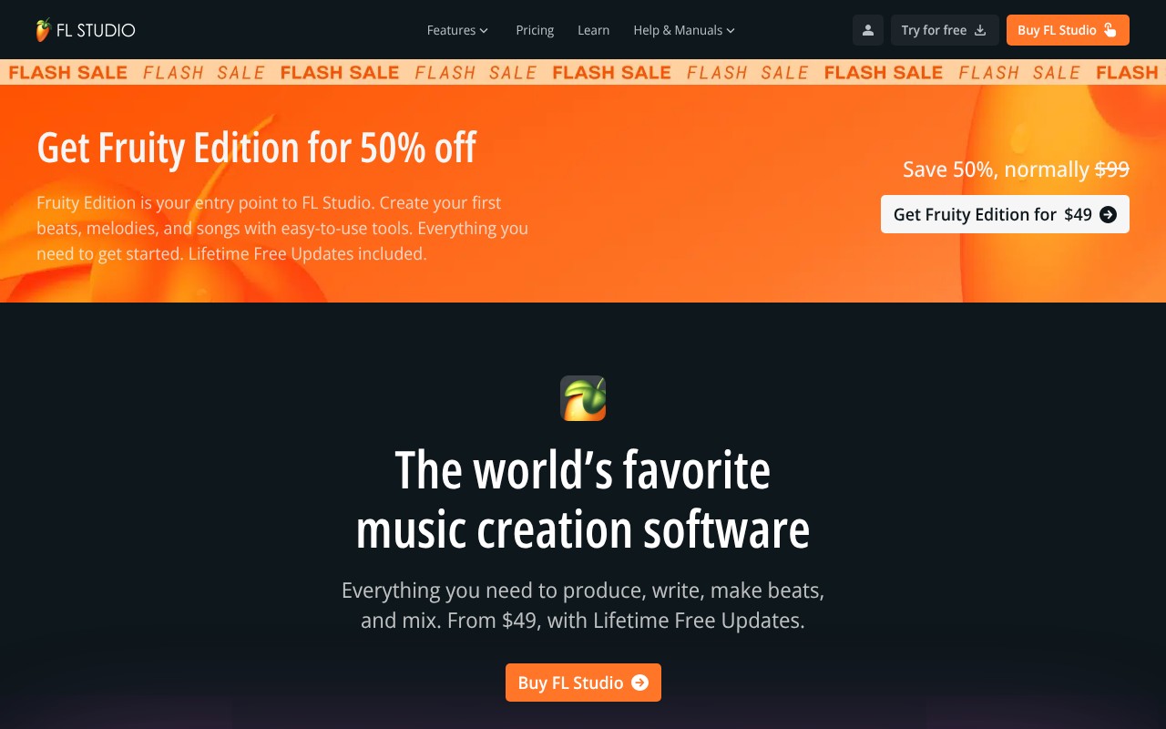 FL Studio homepage screenshot