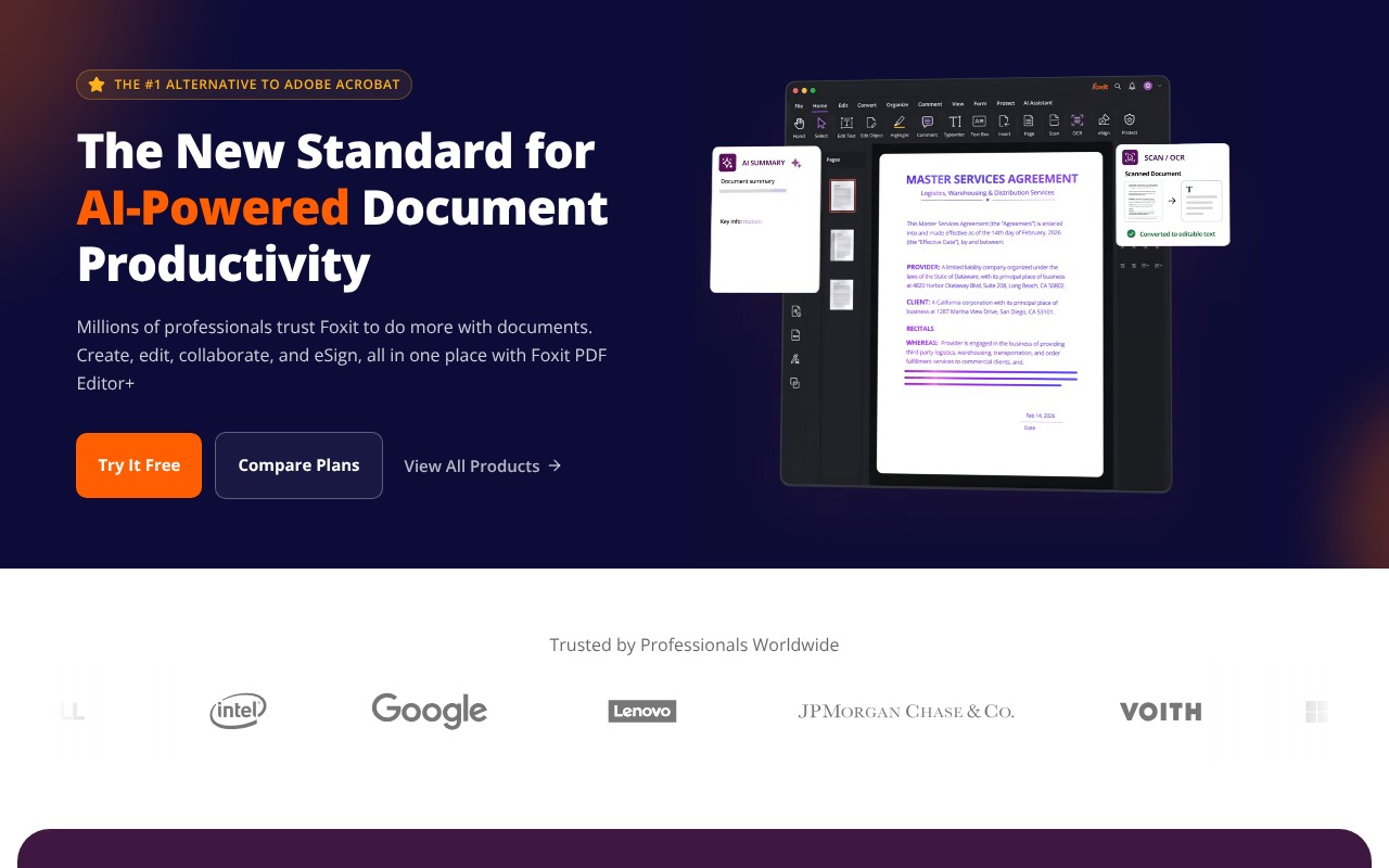 Foxit PDF Editor homepage screenshot