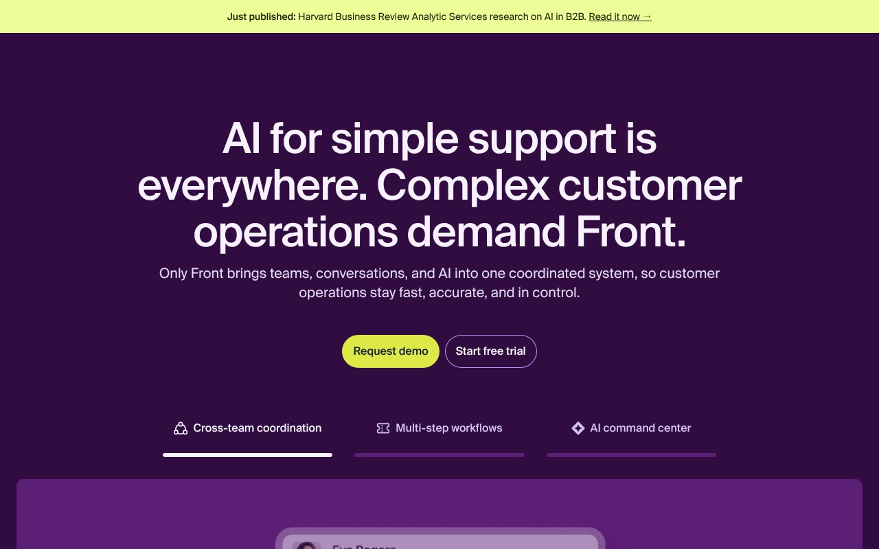 Front homepage screenshot