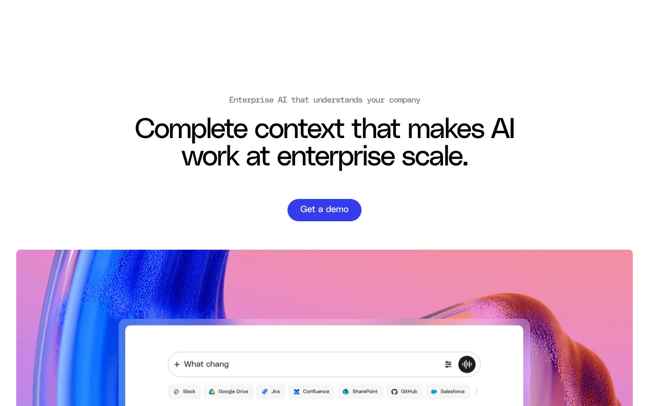 Glean homepage screenshot