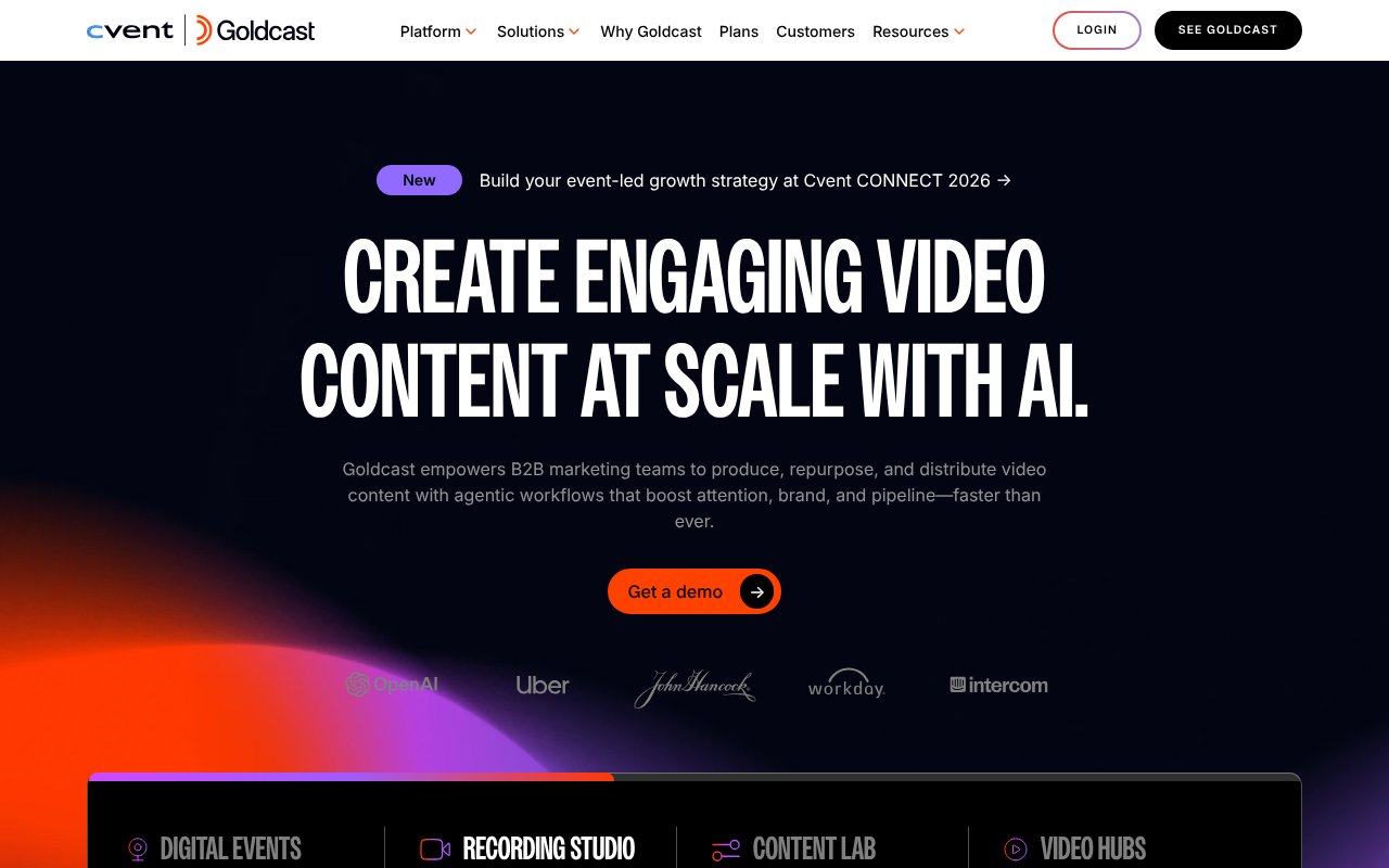 Goldcast homepage screenshot