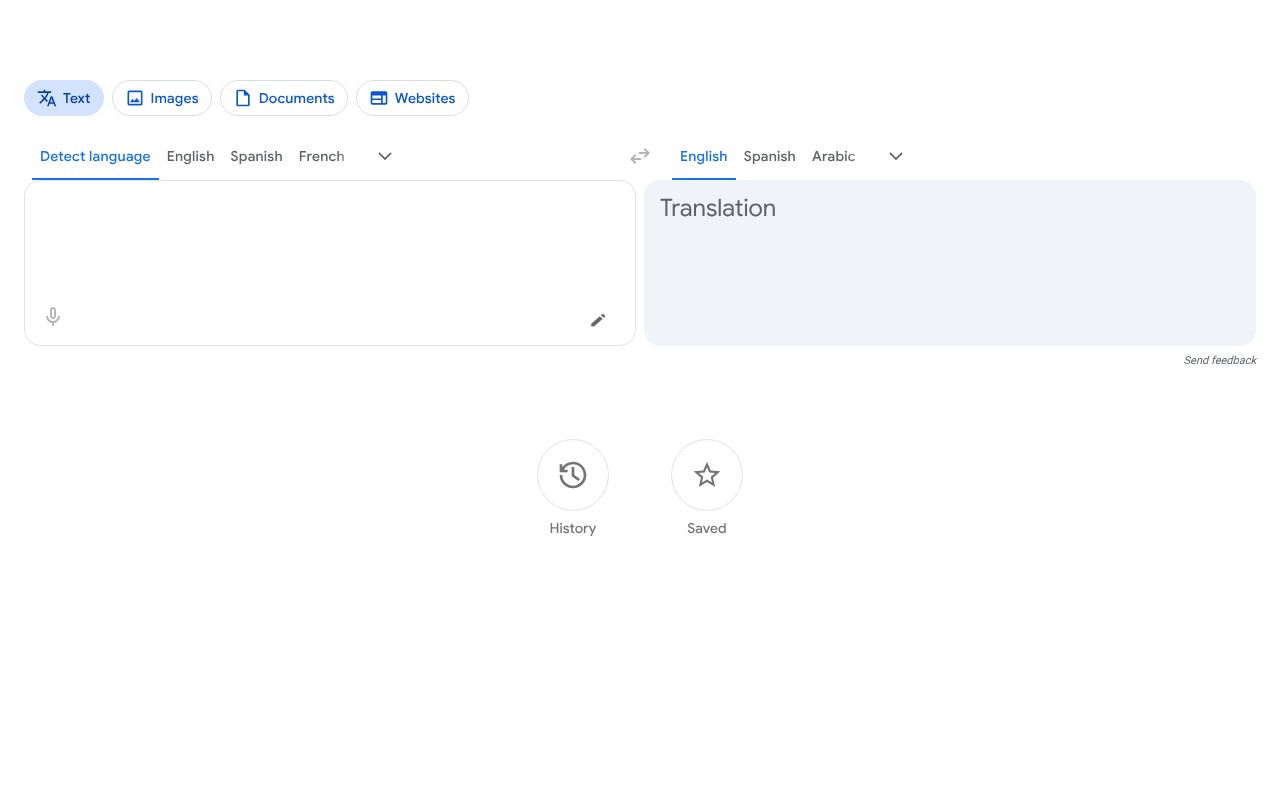 Google Translate homepage screenshot
