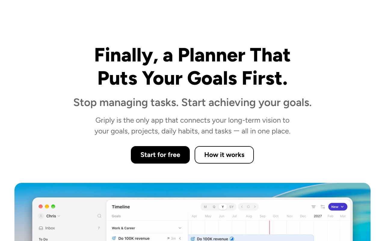 Griply 2026 homepage screenshot