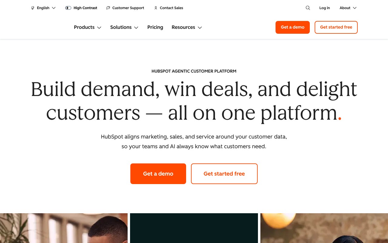 HubSpot Marketing Hub homepage screenshot
