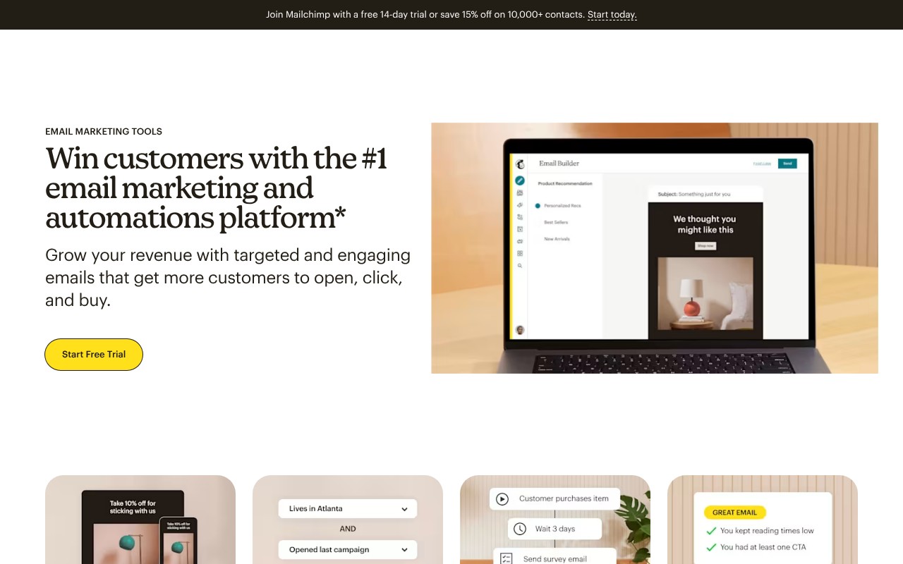 Intuit Mailchimp Email Marketing homepage screenshot