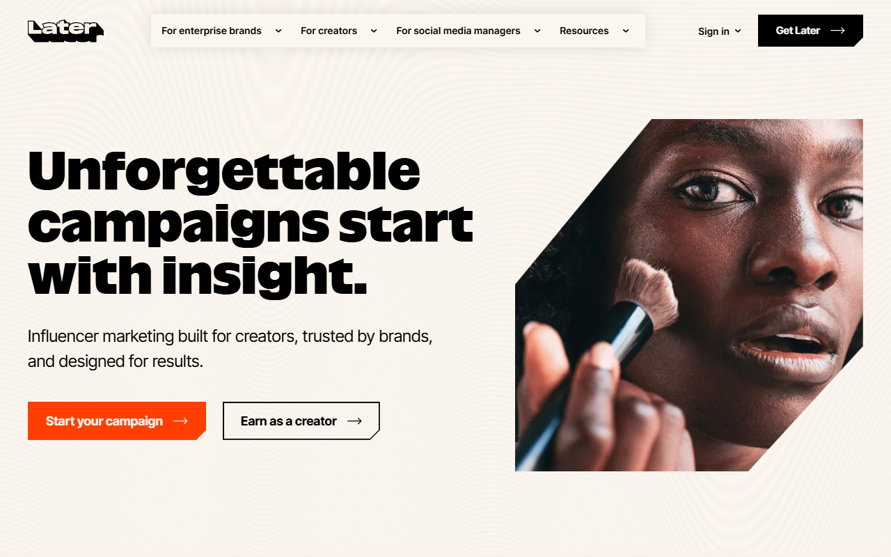 Later homepage screenshot