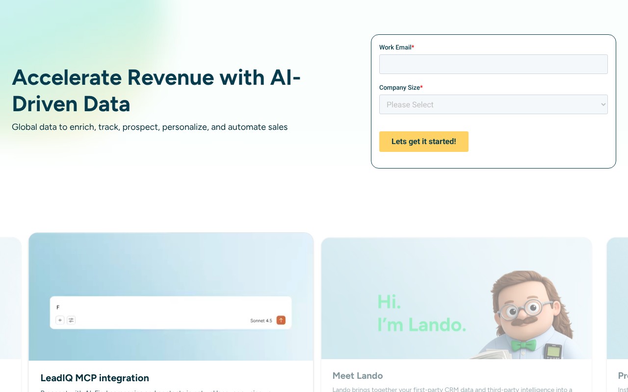 LeadIQ homepage screenshot