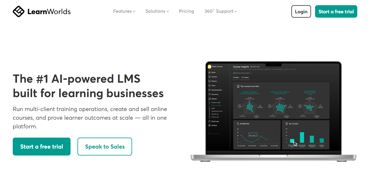 LearnWorlds homepage screenshot