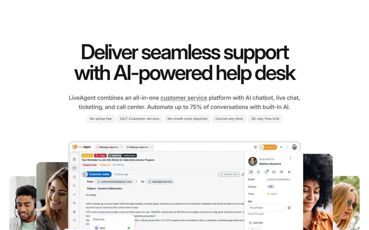 LiveAgent homepage screenshot