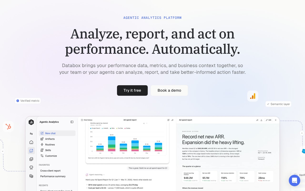 MCP Connectors by Databox homepage screenshot