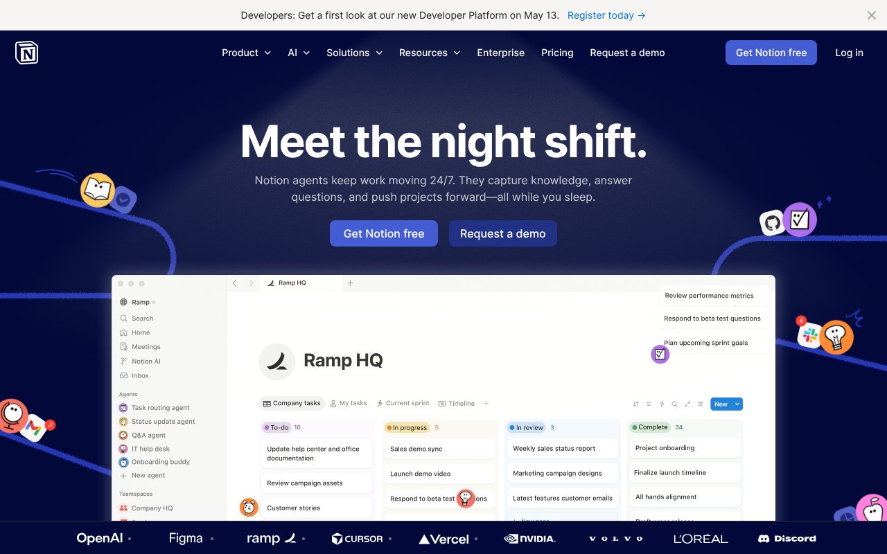 Notion homepage screenshot