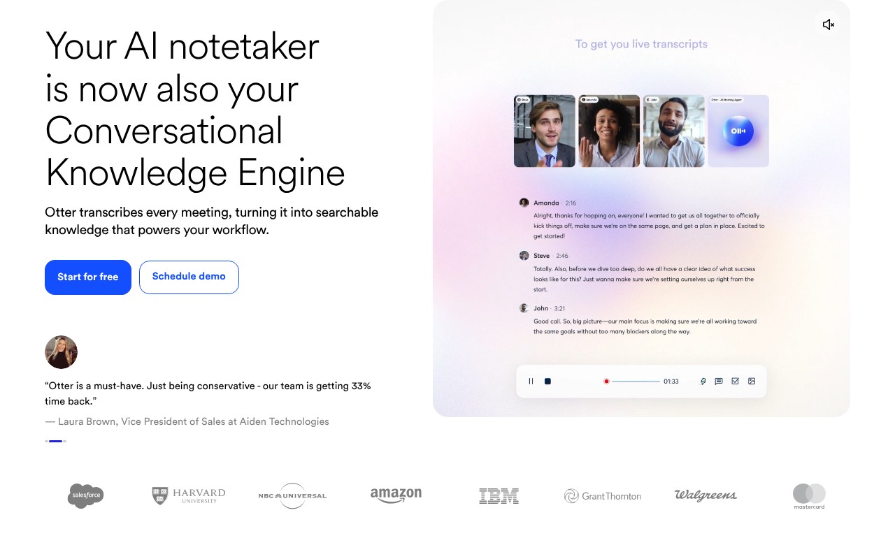 Otter.ai homepage screenshot