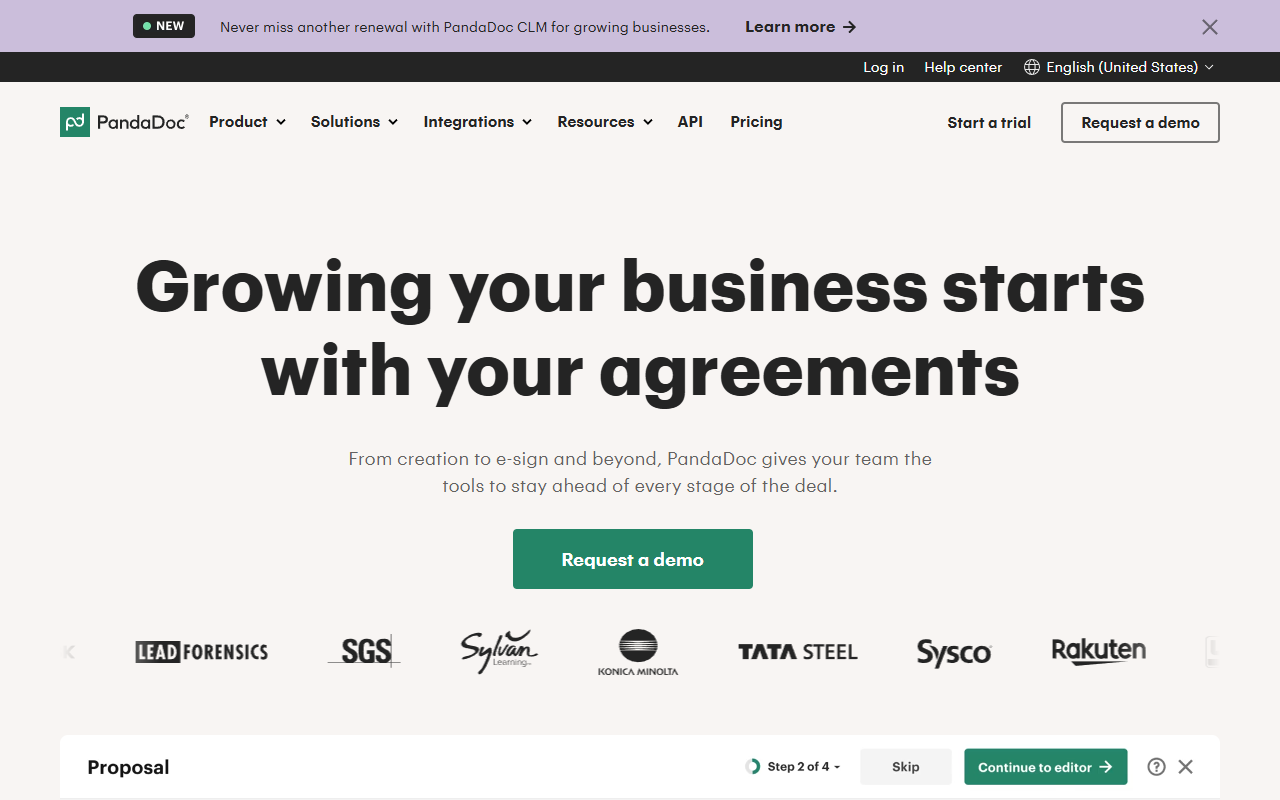 PandaDoc homepage screenshot