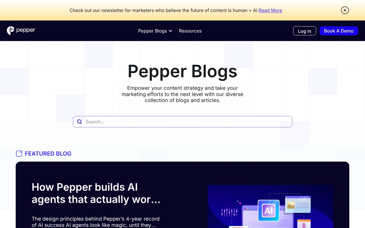 Pepper Content homepage screenshot