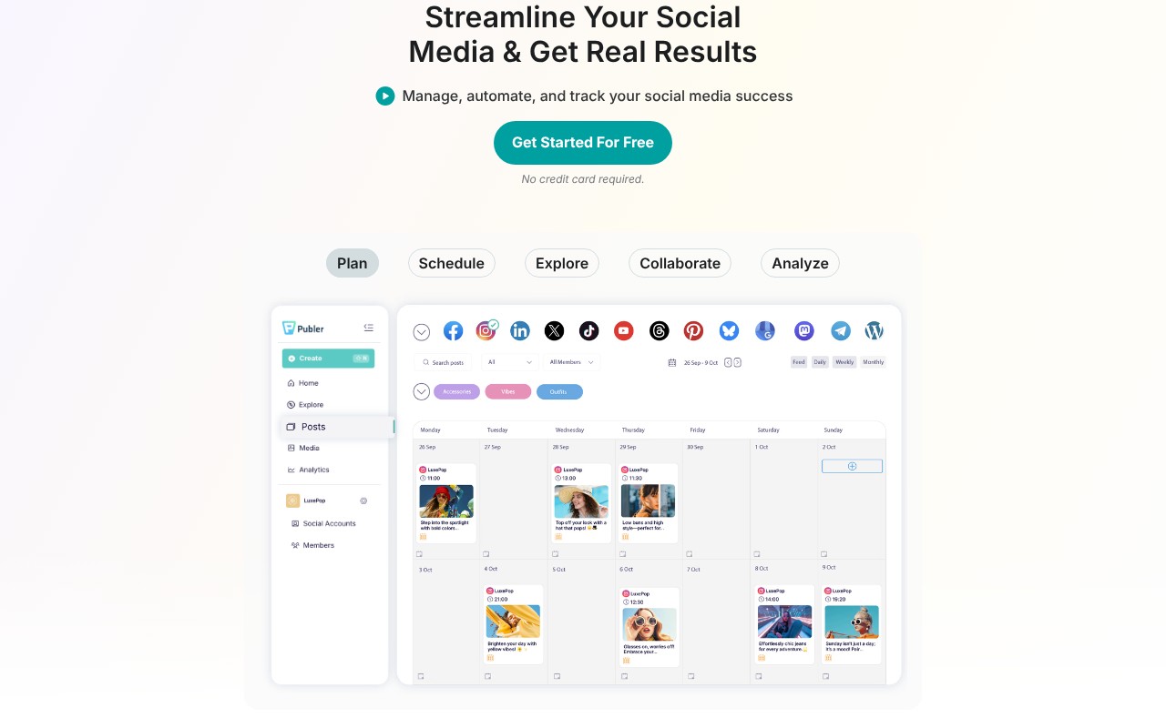 Publer homepage screenshot