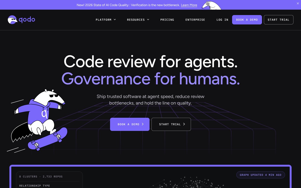 Qodo homepage screenshot