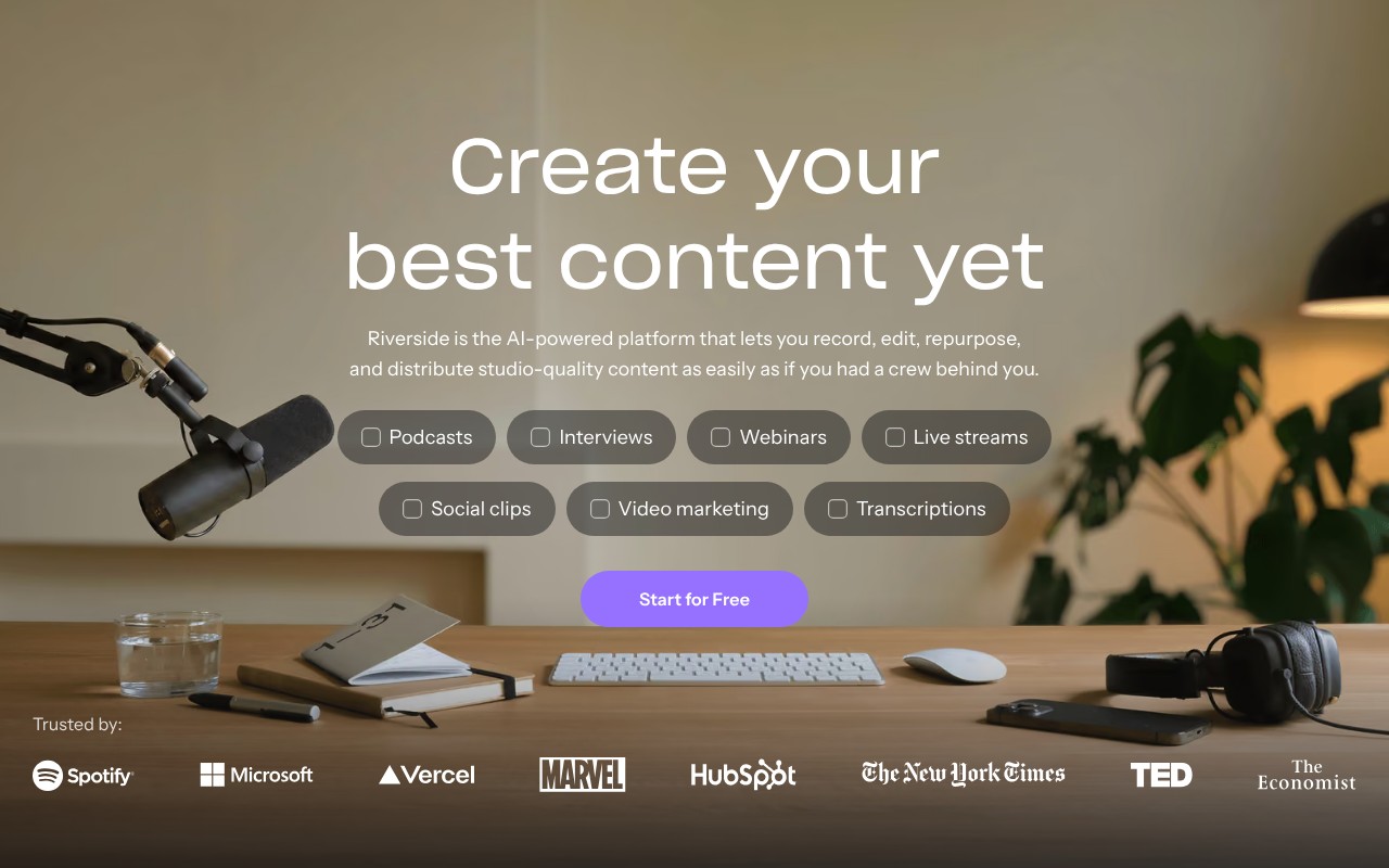Riverside homepage screenshot