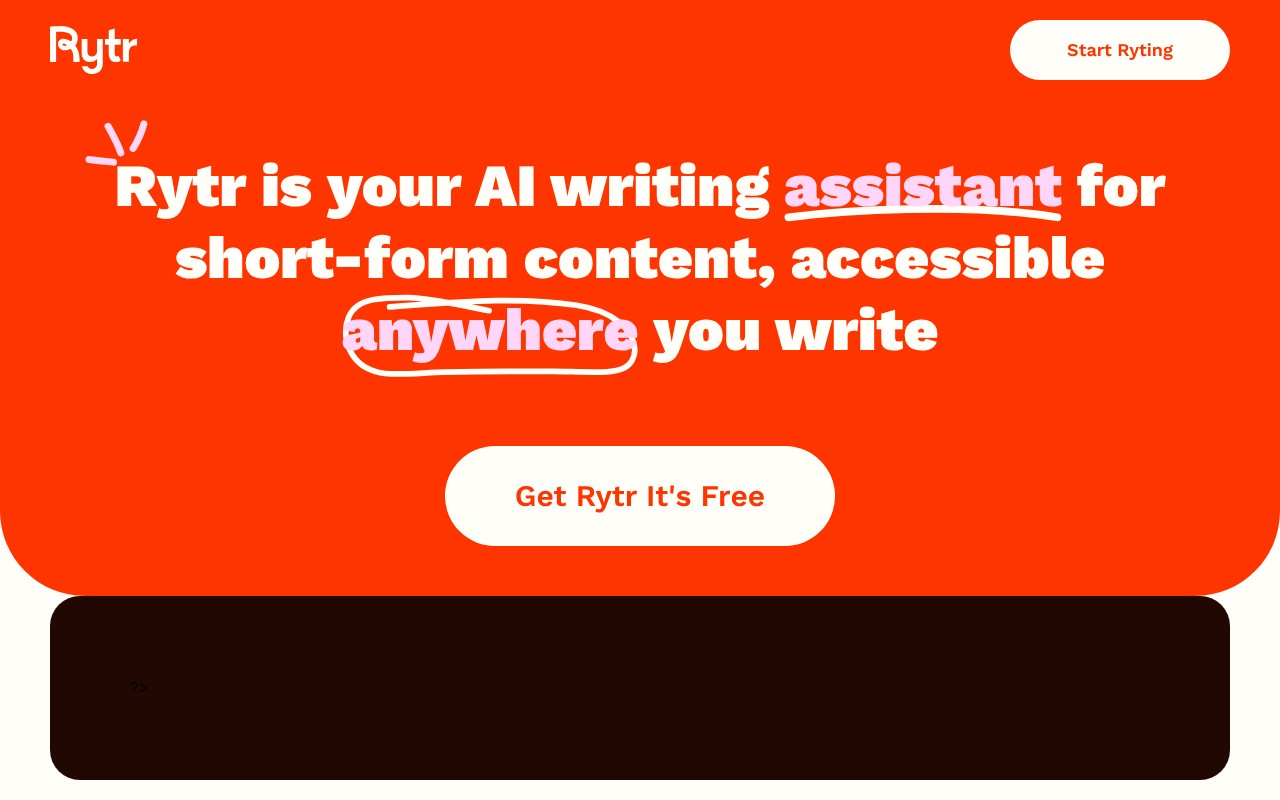 Rytr homepage screenshot