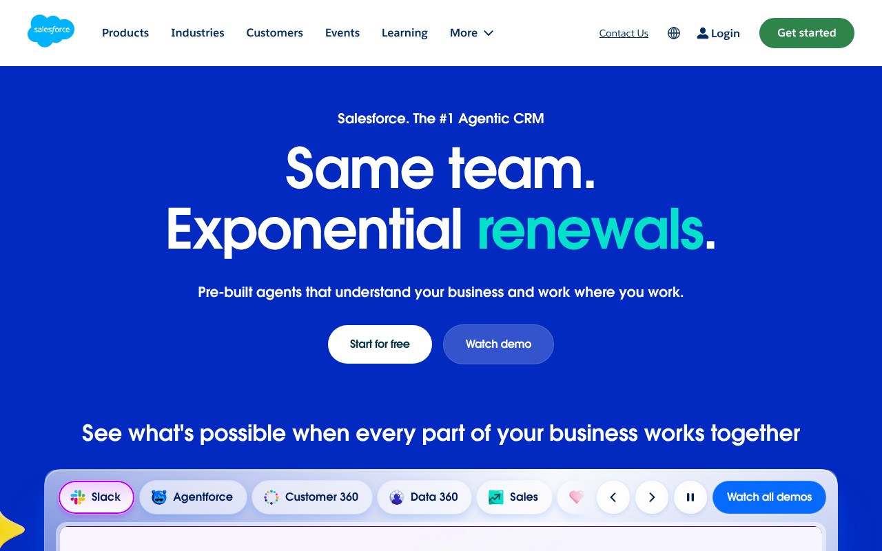 Salesforce Sales Cloud homepage screenshot