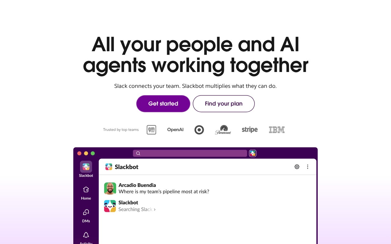 Slack homepage screenshot