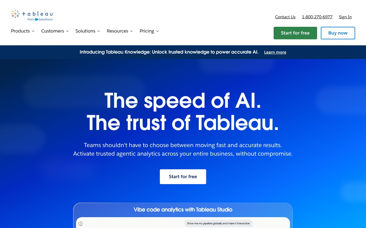 Tableau homepage screenshot