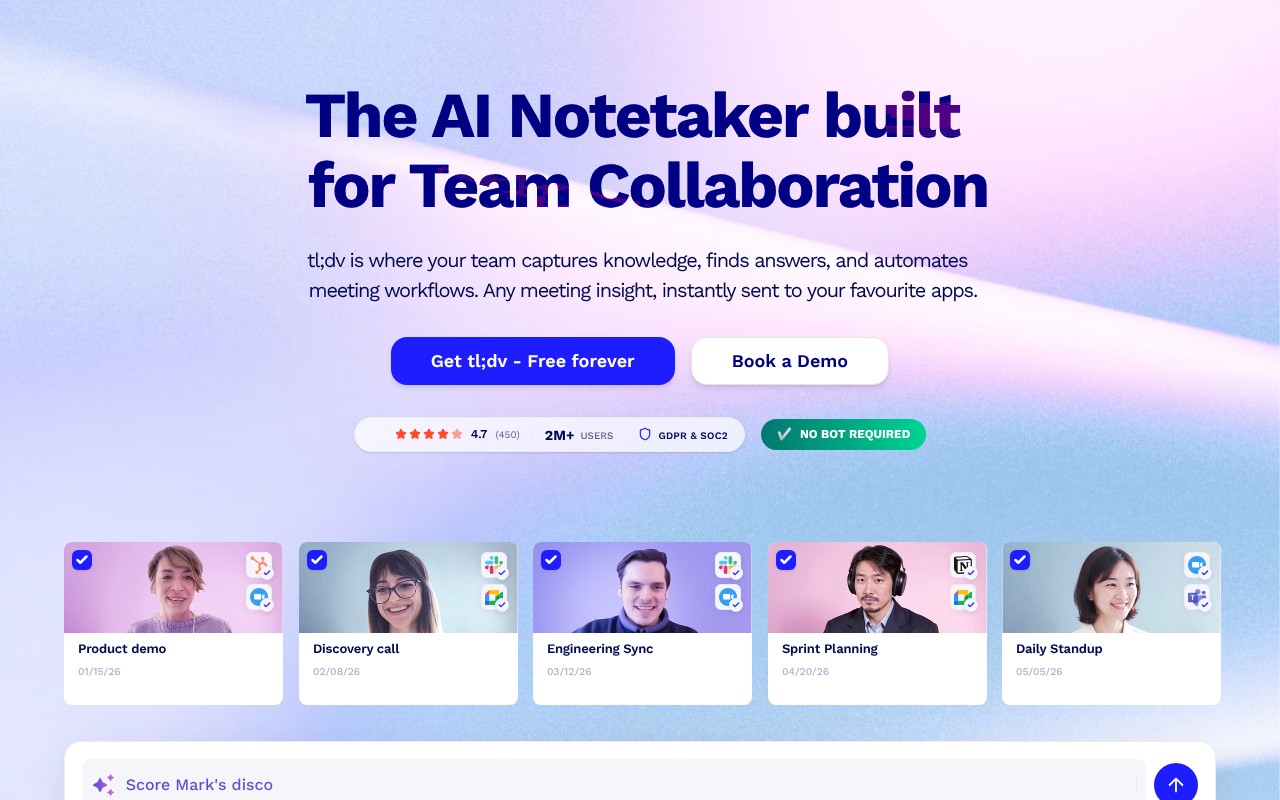 tl;dv homepage screenshot